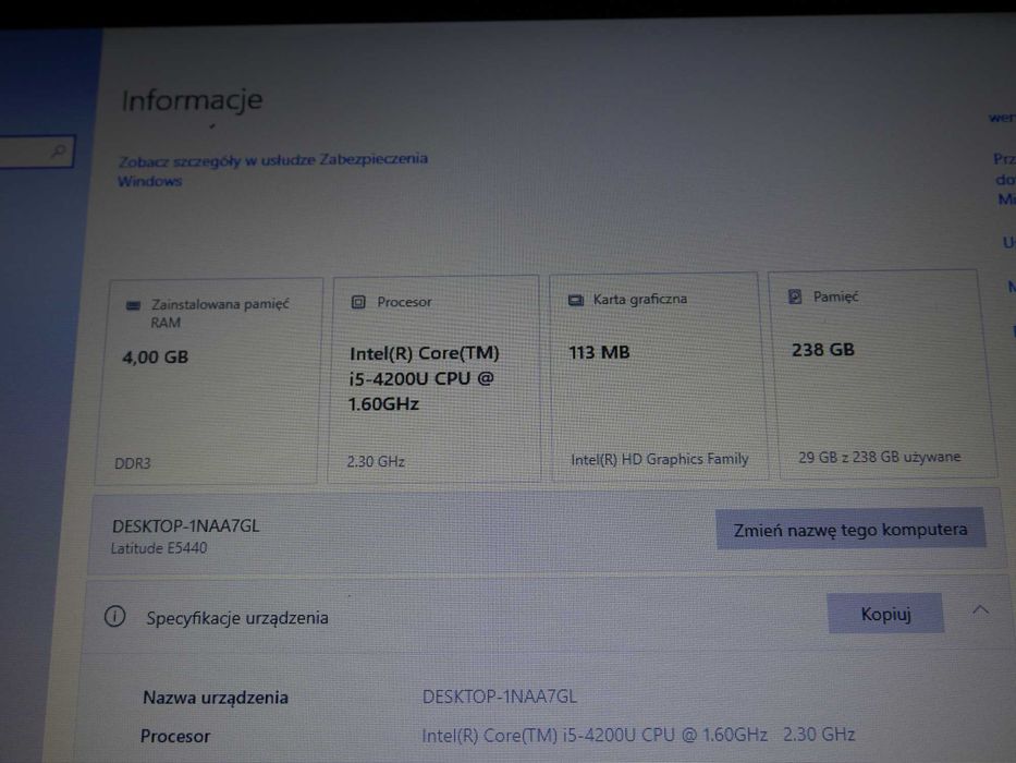 DELL Latitude E5440 Intel core i5-4200 4GB RAM 250 GB SSD Windows 10