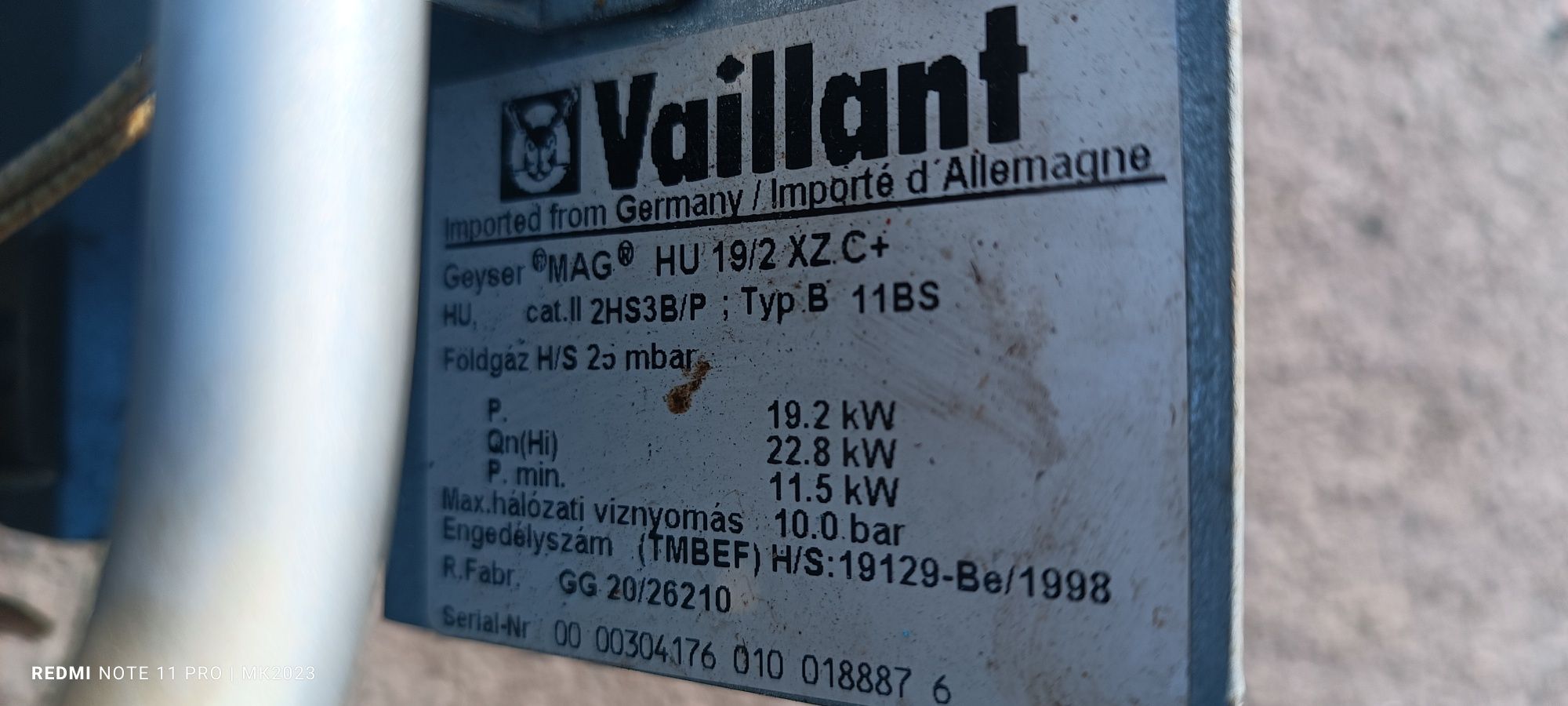 vaillant hu 19/2 xz c+