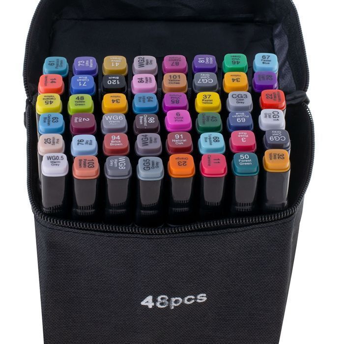 markery dwustronne alkoholowe w etui 48 + podstawka