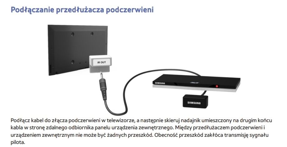 Samsung TV Podczerwień - przedłużenie podczerwieni pilota TV