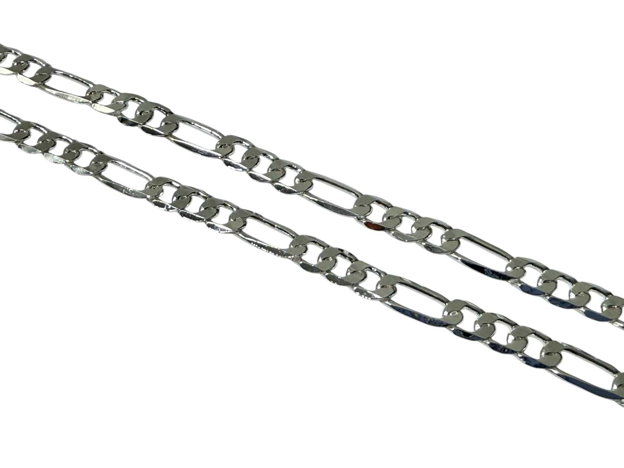 Piękny srebrny łańcuszek figaro 50 cm.
