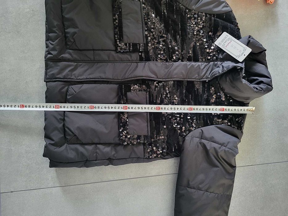 Nowa czarna kurtka damska cekinowa welur glamour jesień zima M L