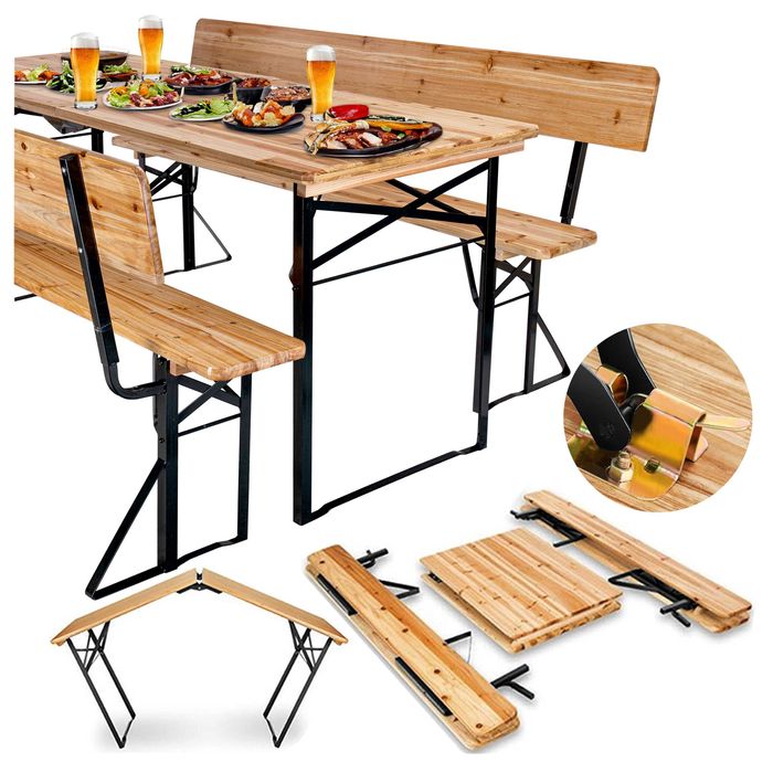 Zestaw stalowo-drewniany PORTER stół+ 2 ławki