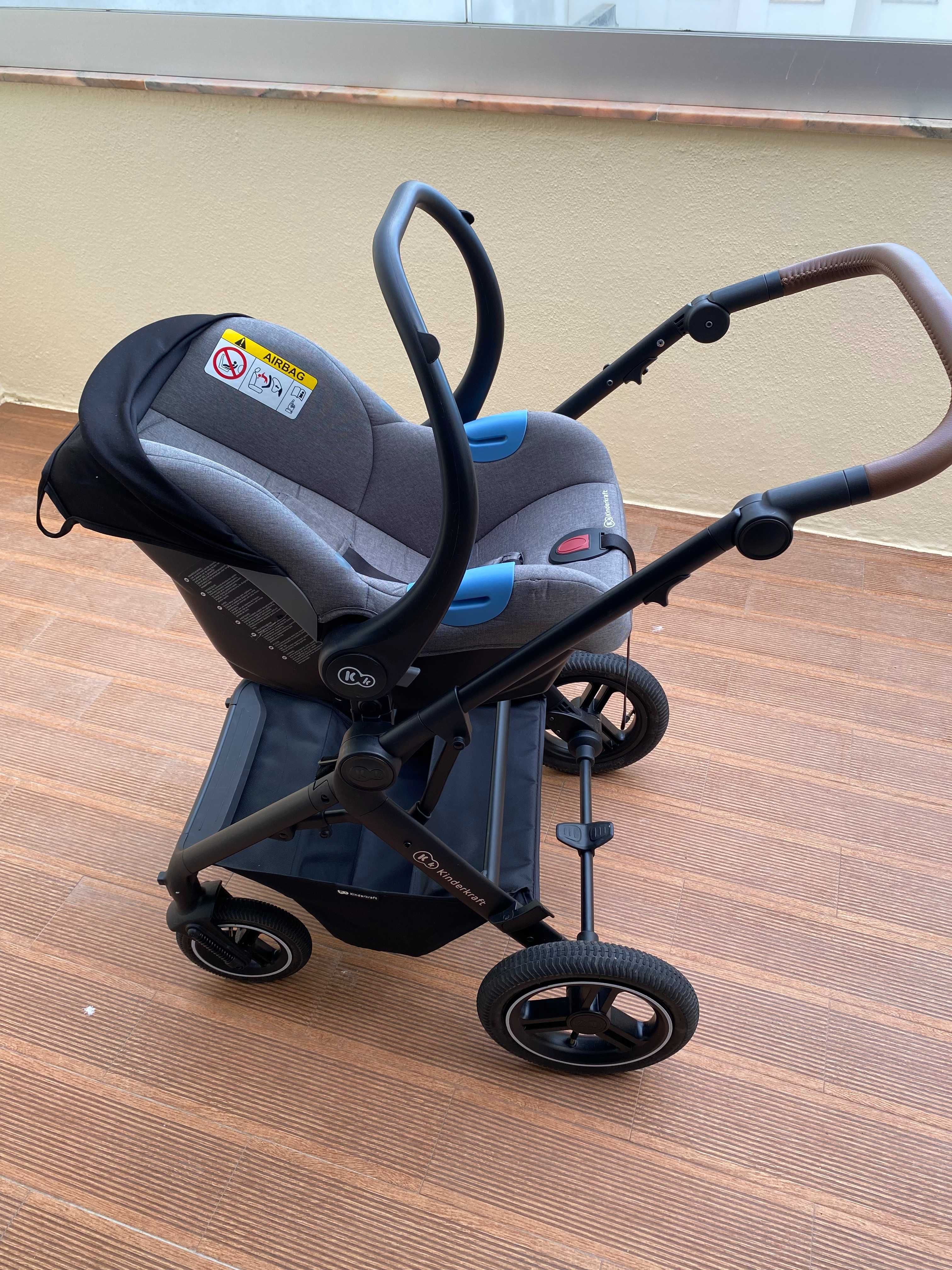 Carrinho de Bebé 3 em 1 Kinderkraft Btour - Pouco Usado!