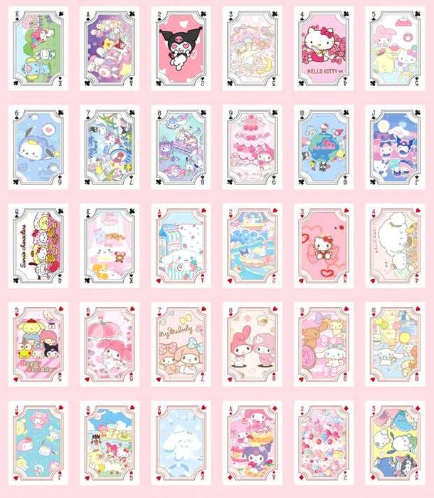 54 karty Kuromi Cinnamoroll Pompompurin My Melody Hello Kitty SANRIO