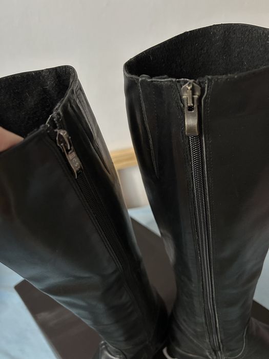 Skórzane kozaki 36 Nessi czarne długie płaskie