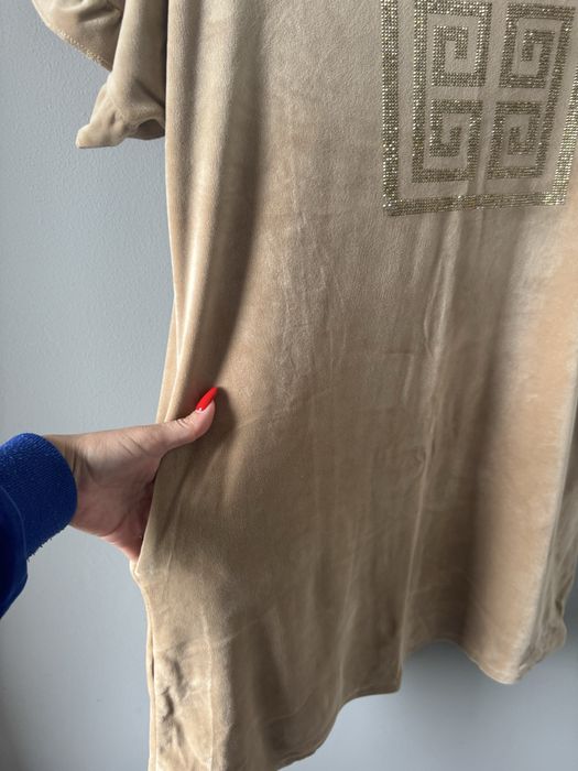 Sukienka welurowa beżowa 40-44