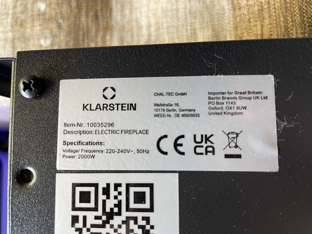 Электрокамин Klarstein Basel Baseline (Германия)