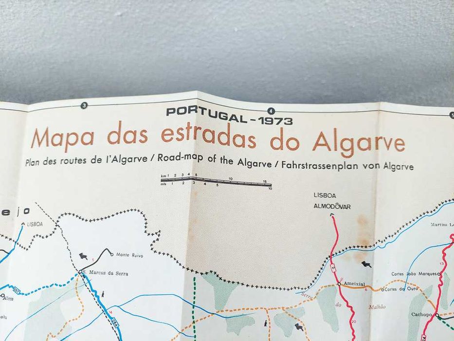 Mapa das Estradas do Algarve - Portugal - 1973