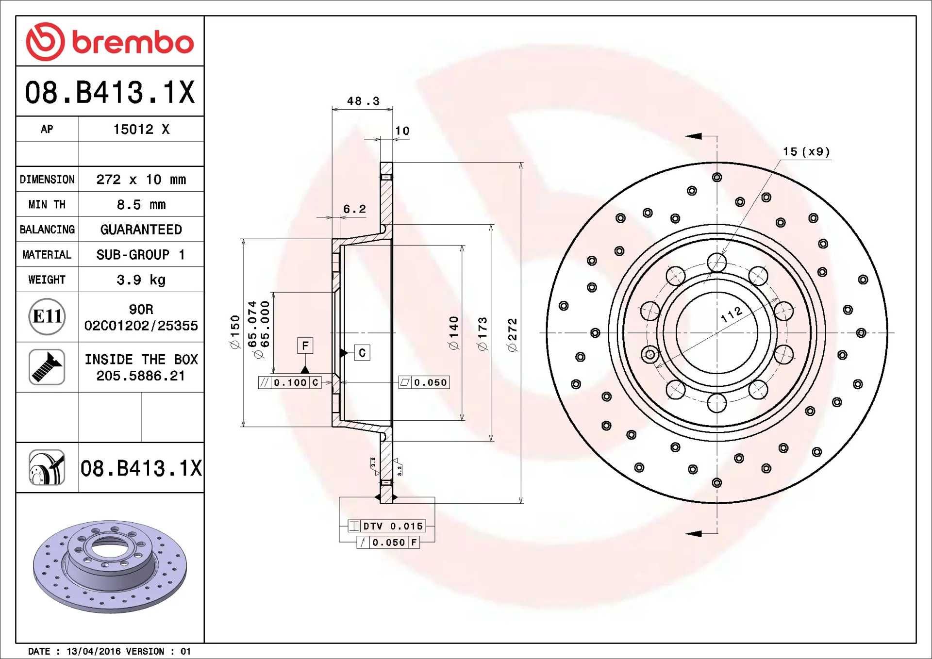 VW Golf 6 7 tylne perforowane tarcze hamulcowe Brembo Audi A1 A3 para
