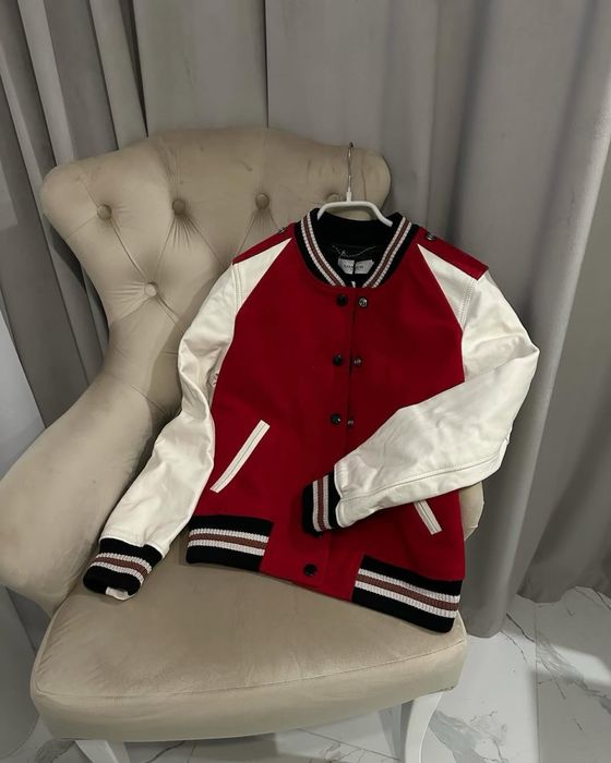 Coach куртка бомбер шерсть/ натуральная кожа/ натуральный мех оригинал