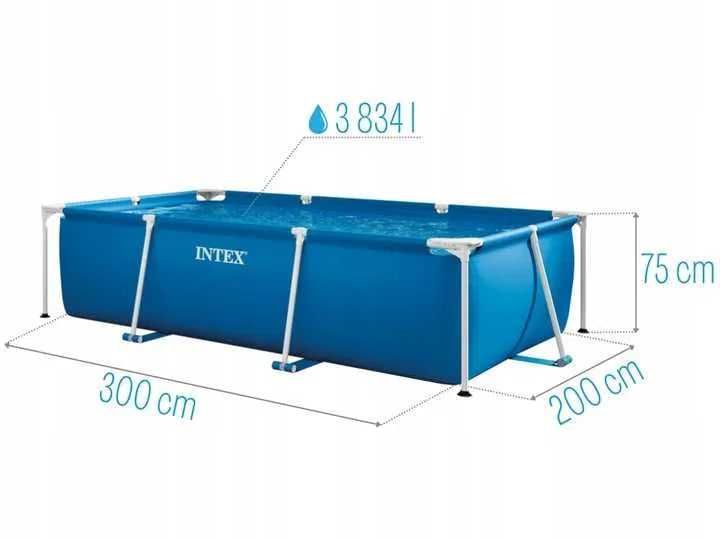 DARMOWA DOSTAWA‼️ Intex Basen Prostokątny Ze Stelażem Ogrodowy 300x200