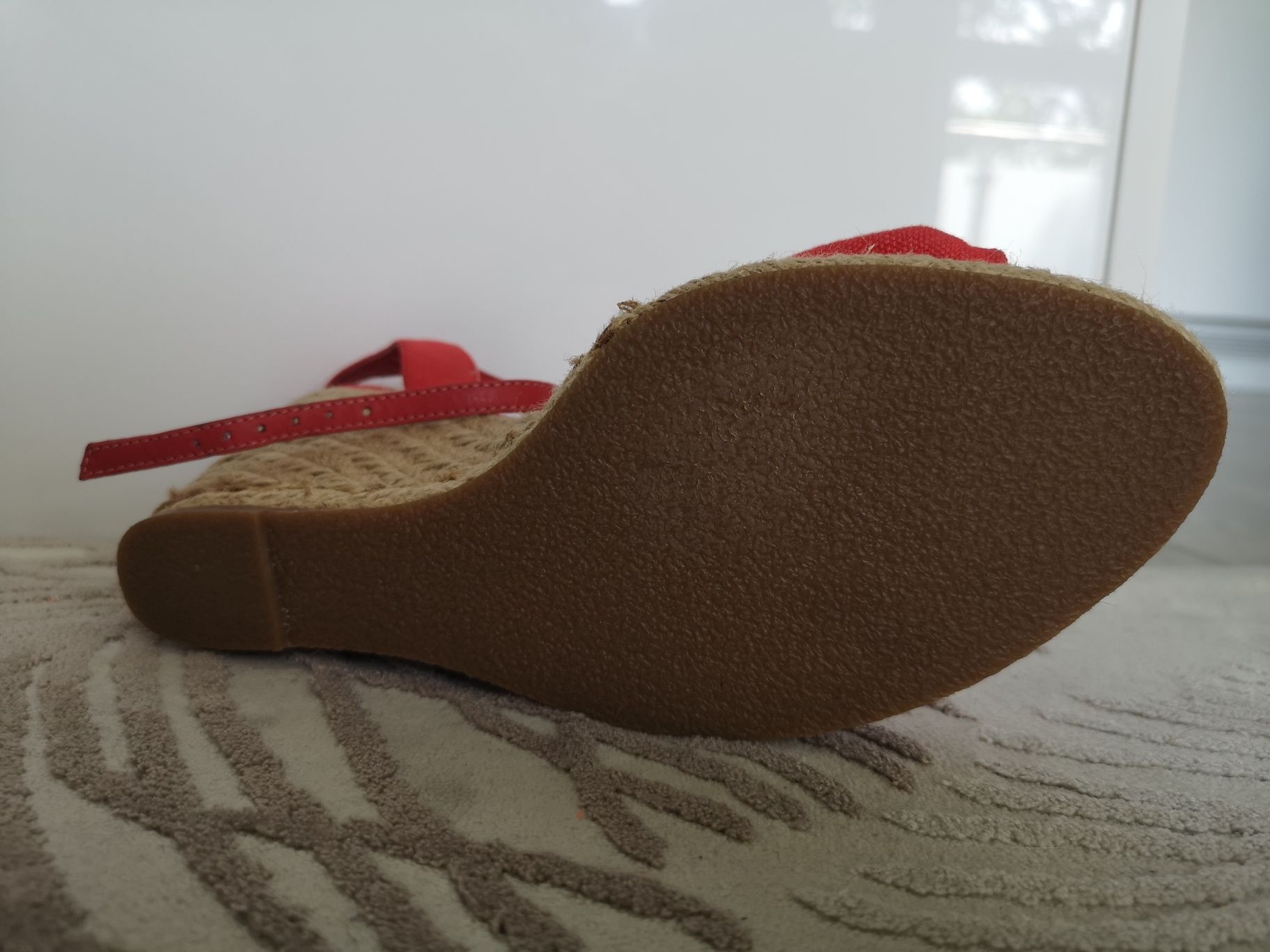 Buty sandałki 39 espadryle sandały nowe czerwone Monsoon lato koturna