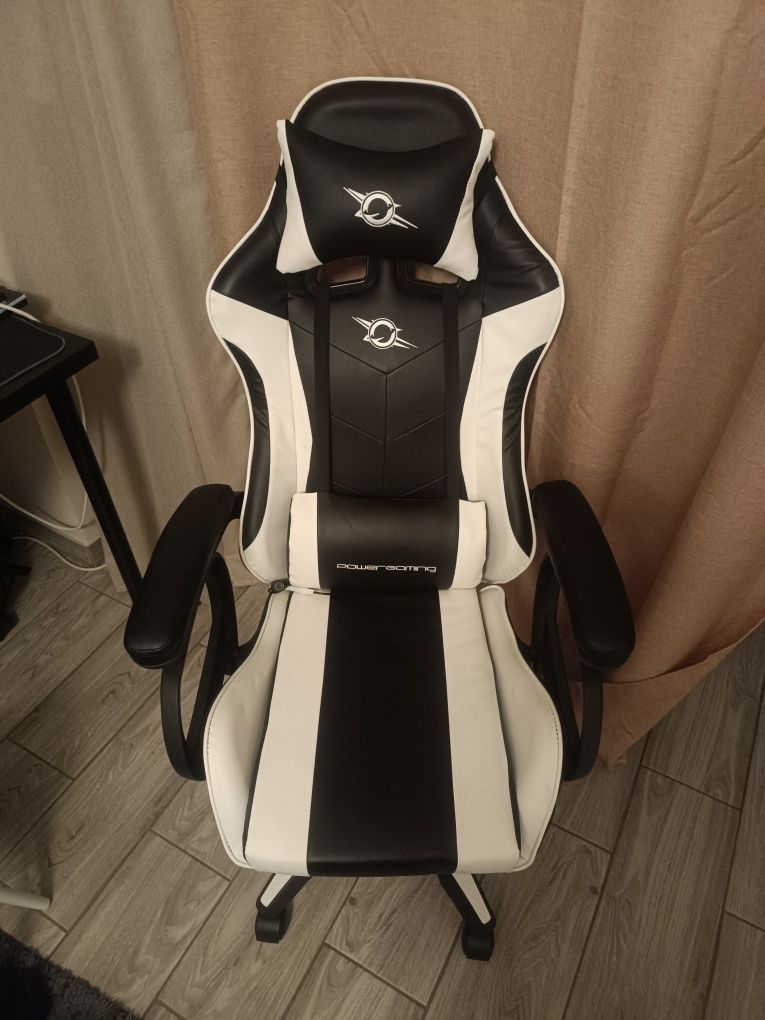 Cadeira Gaming PowerGaming Massagem 7 pontos Branco / Preto Apoio para