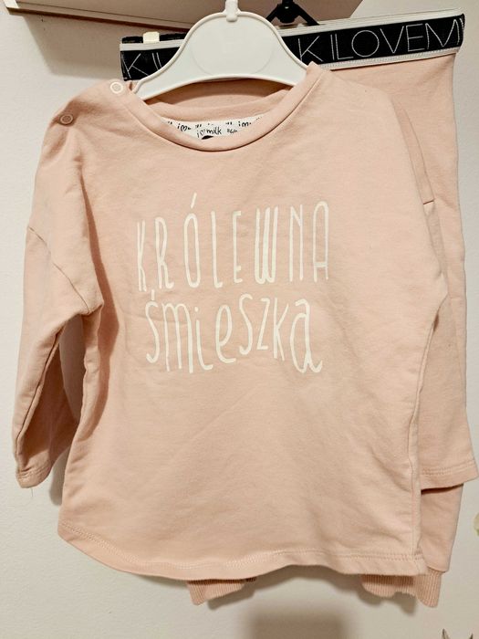Dres pudrowy róż I Love Milk 86/92 dla dziewczynki Królewna Śmieszka