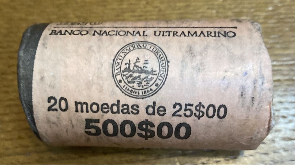 Rolo de 20 moedas de 25$00