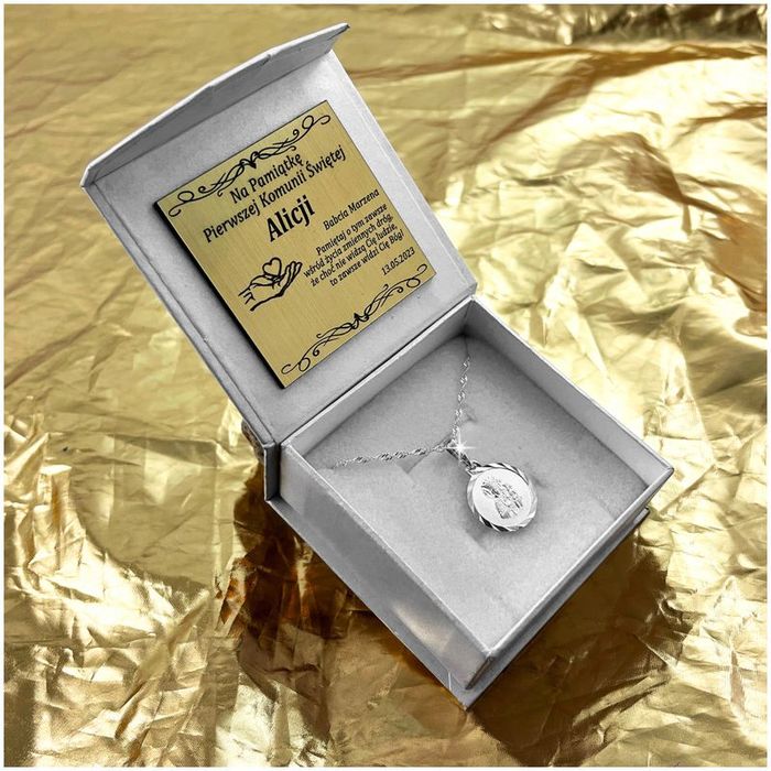 Srebrny Łańcuszek Singapur + Medalik 925 Matka Boska Częstochowska + G