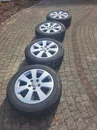 Alufelgi srebrne 5x112 z oponami zimowymi 16" audi, vw, skoda