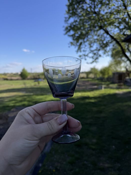 Бокали, фужери, зелене скло вінтаж