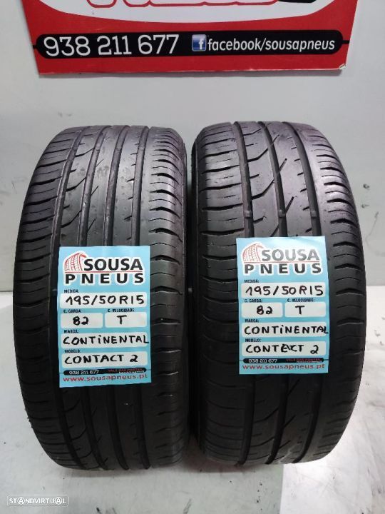 2 pneus semi novos 195-50r15 continental - oferta dos portes 80 EUROS