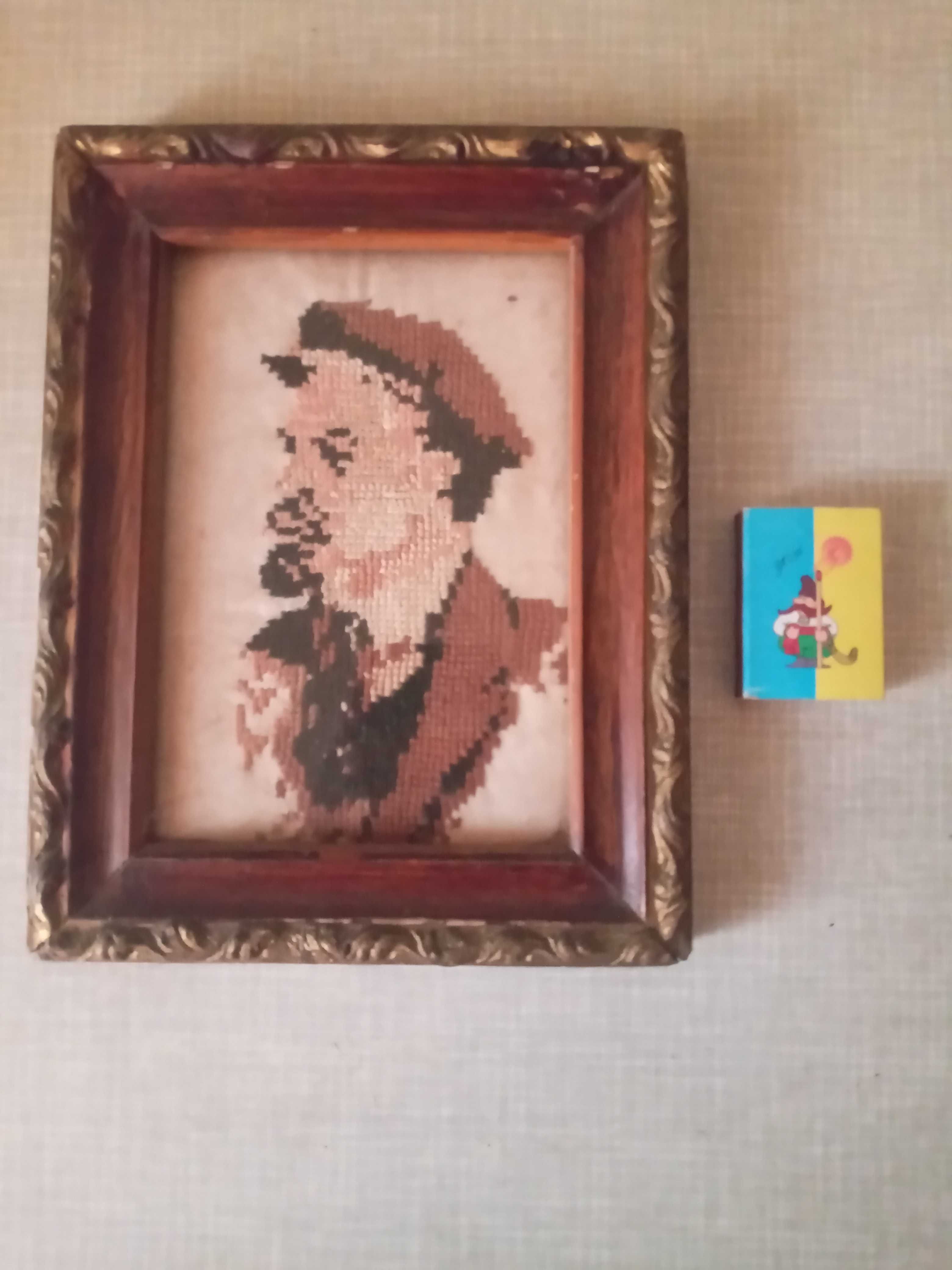 Портрет Ленин ручная работа вышивка крестиком.