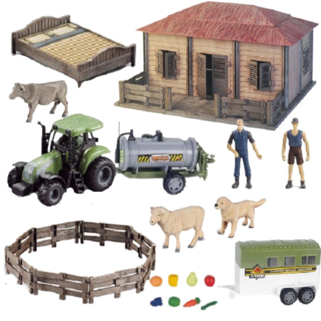 farma domek rolnika narzędzie traktor zwierzęta rolnik + akces