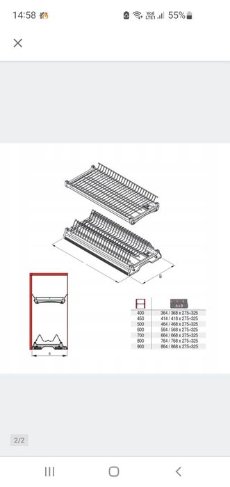 REJS ociekarka suszarka osuszacz do naczyń 2 poziomy do szafki 40 cm