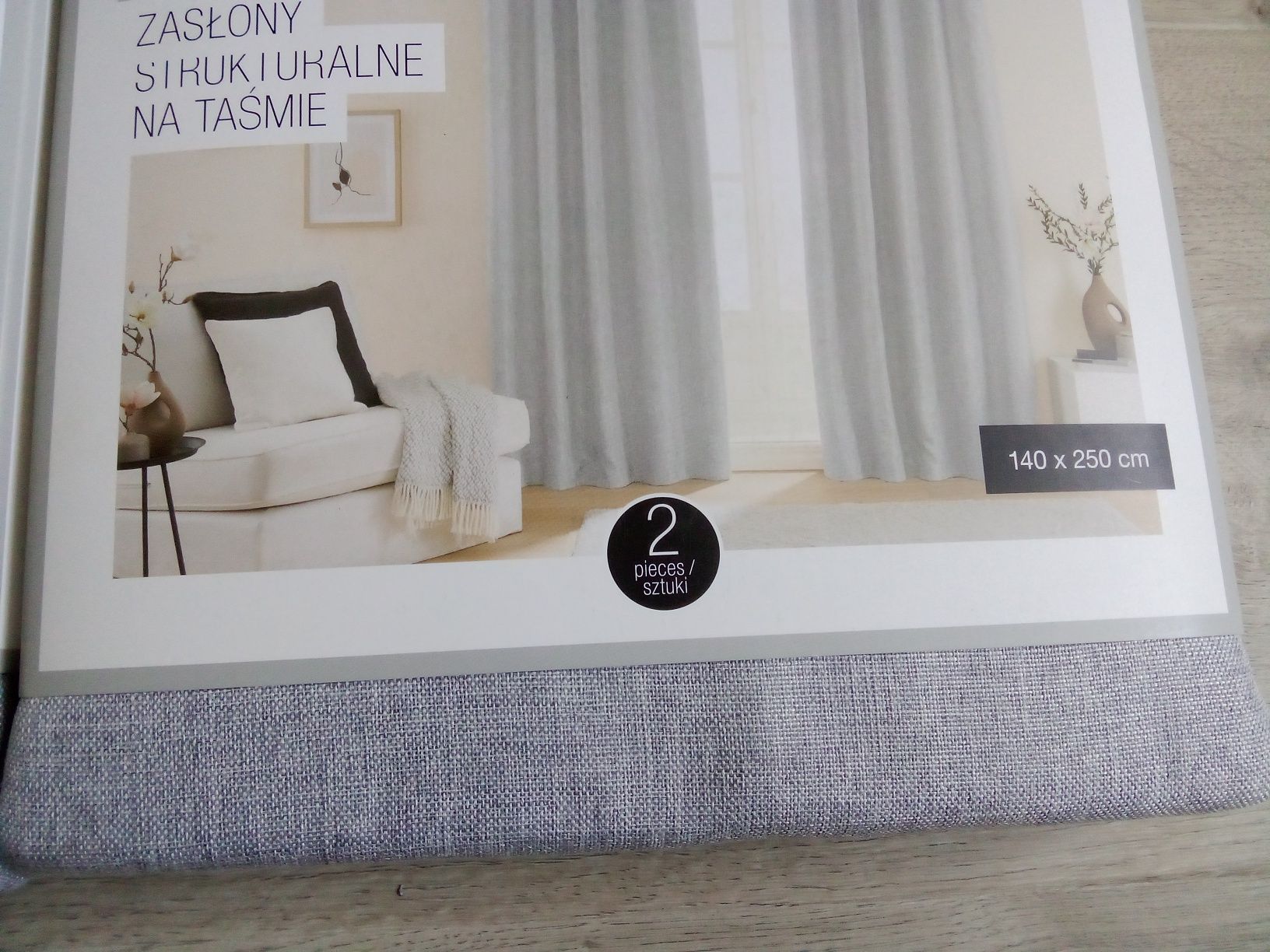 4 zasłony boho szare na taśmie 140/250cm zestaw 4x zasłona