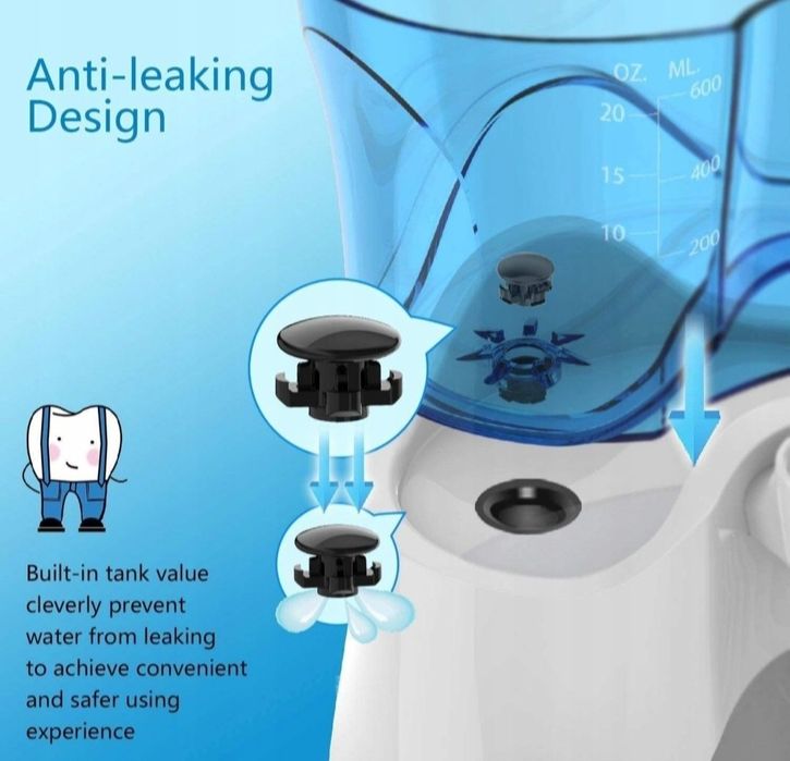 Apiker irygator do czyszczenia zębów z 8 wielofunkcyjnymi końcówkami