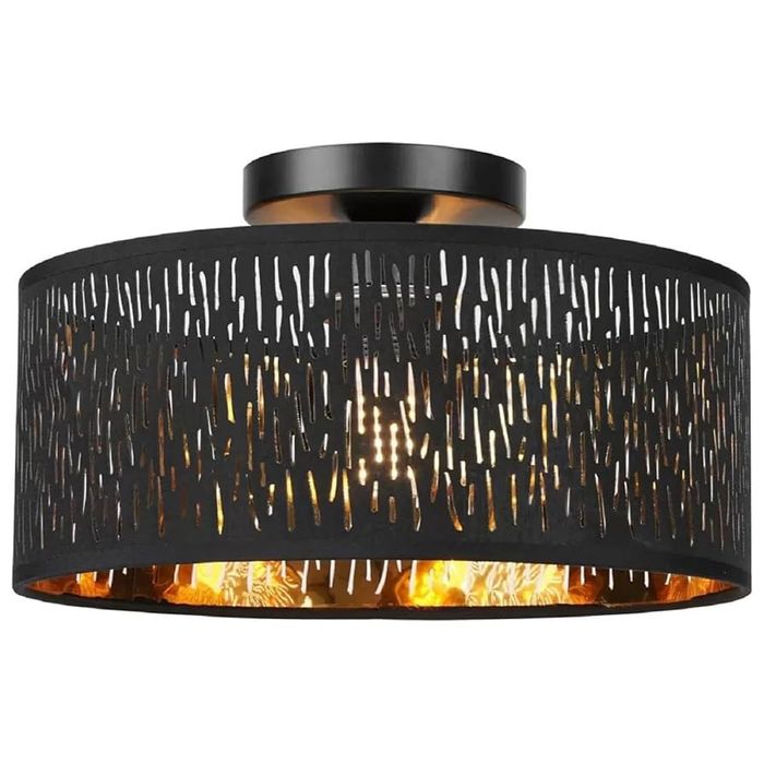 FRIDEKO HOME Nowoczesna lampa sufitowa, czarna, ażurowa, okrągła 30 cm