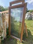 1x okno balkonowe 100x210 rozwierne zloty dab biale (transport, braz)