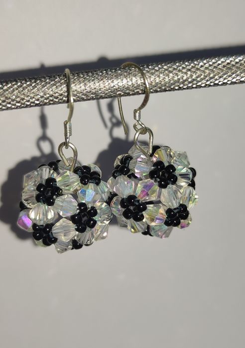 Kolczyki koraliki bicone kule handmade