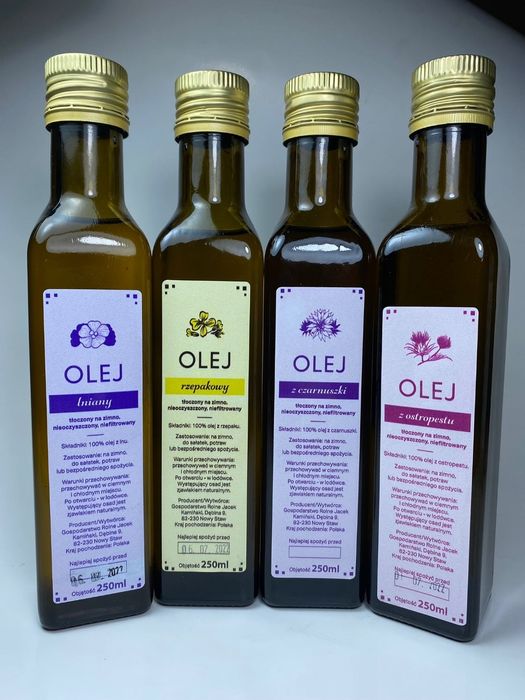 Olej rzepakowy zimnotłoczony z własnego gospodarstwa. Wysyłka