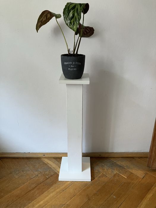 Nowoczesny stojak, kwietnik drewniany nowy bialy wys.64 cm