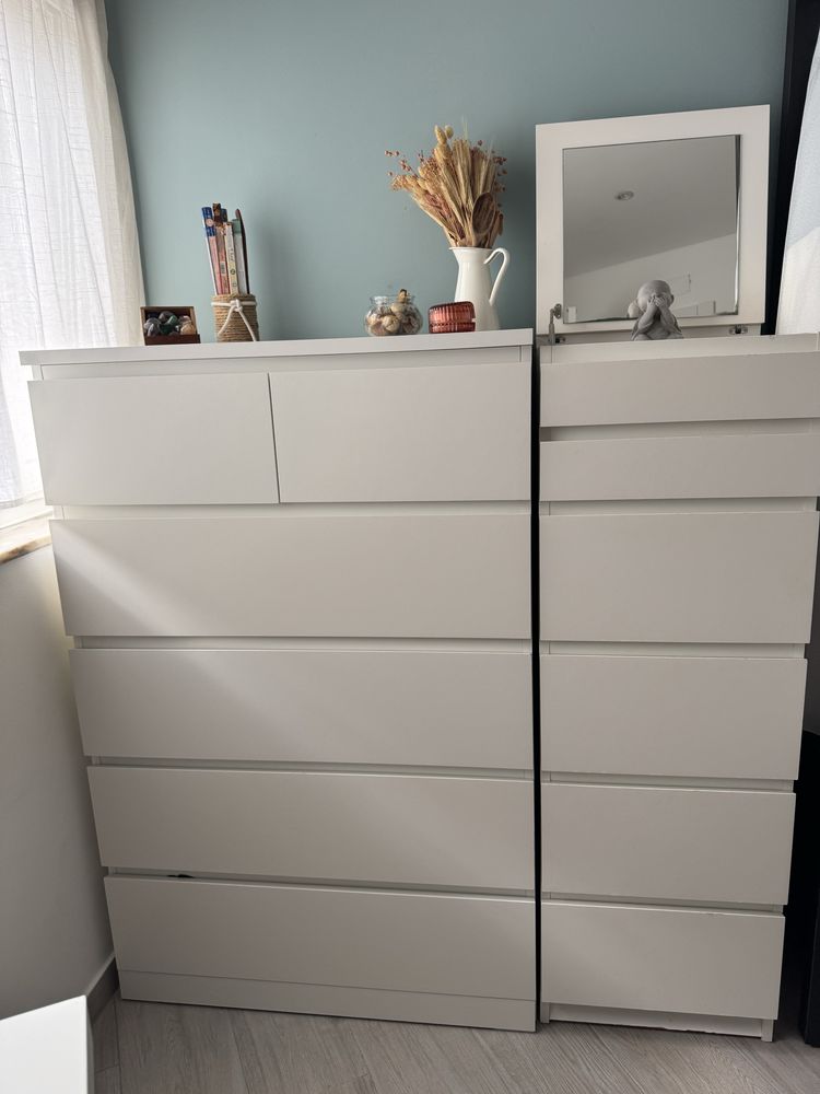 2 peças de Cómoda IKEA MALM 6 gavetas branco
