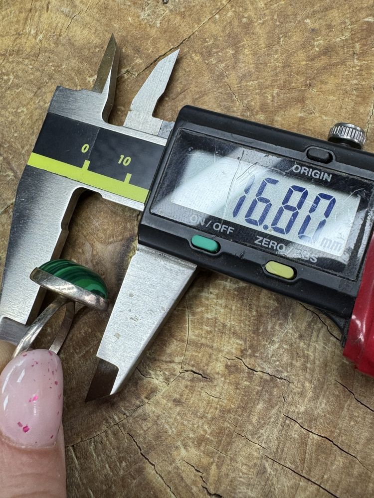 Piękny stary pierścionek srebro 925 3.8g malachit K