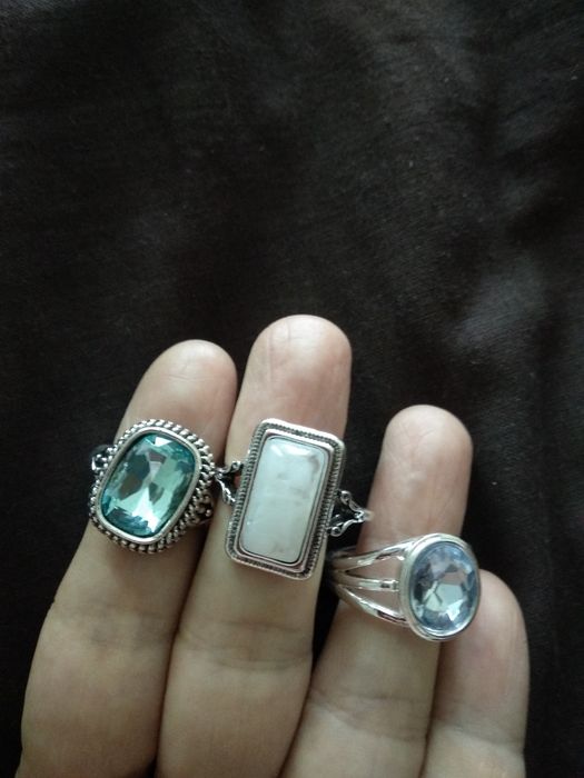 Кольца перстні сережки посріблені Біжутерія