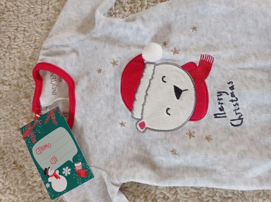 NOWE z metką śpiochy pajacyk niemowlęcy Święta zima rozm 62 świąteczny