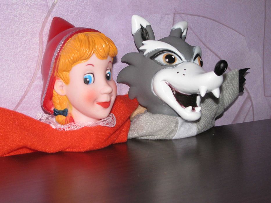 4 Duże Pacynki na rękę - Czerwony Kapturek, Wilk, Babcia i Gajowy