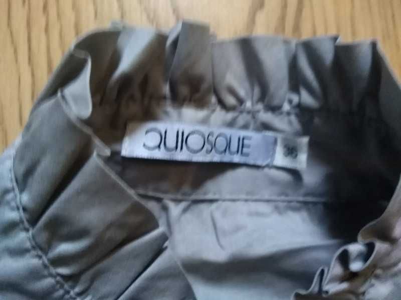 Koszula Quiosque S 36 stójka szara klasyczna vintage falbanki