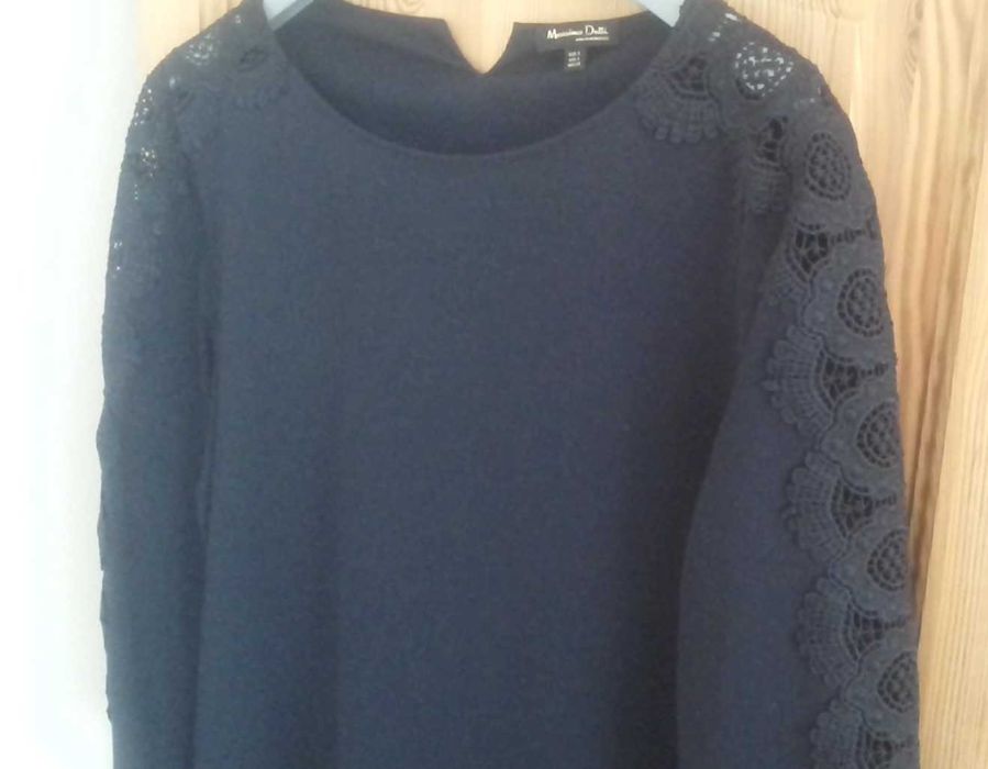 Massimo Dutti -sukienka  granatowa z koronką  roz S