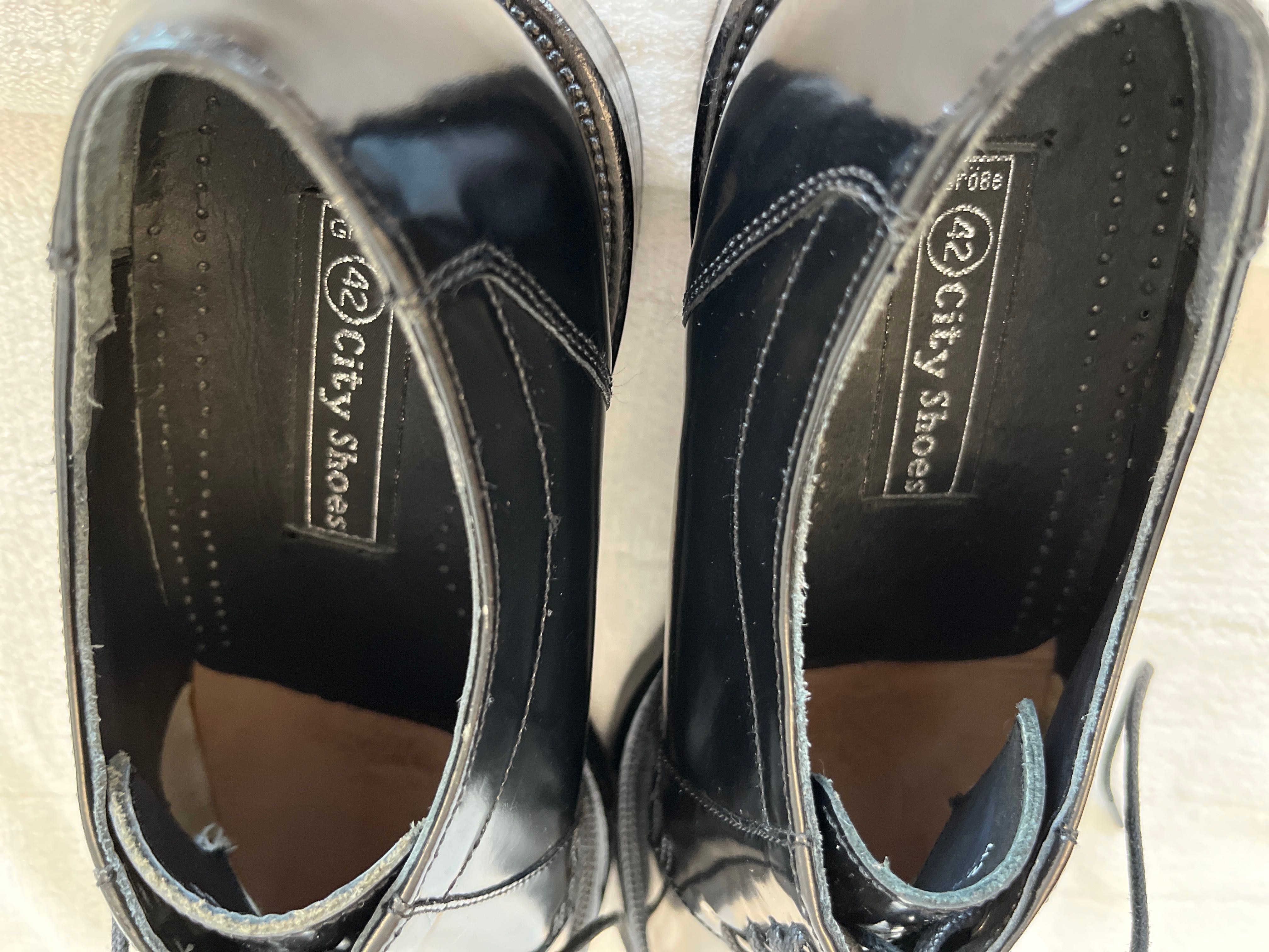 Men's City Shoes całe ze skóry lakierowanej derby półbuty męskie