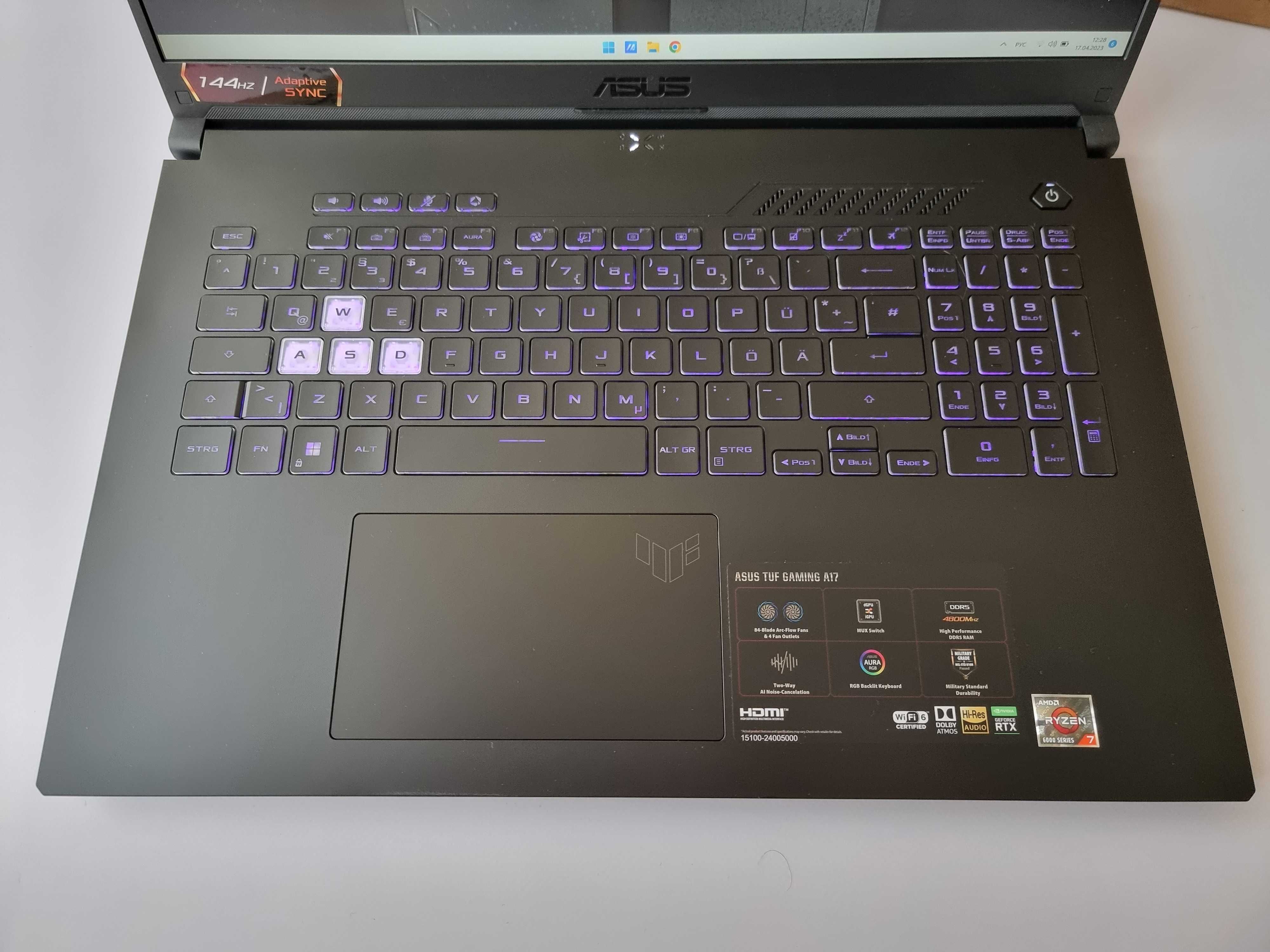 Asus TUF Gaming A17 (2022)/R7 6800H/RTX 3070TI/RAM 16GB/SSD 1TB/WIN 11