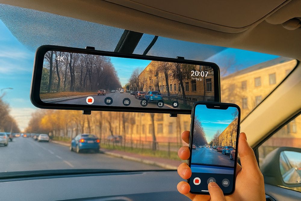 Дзеркало відеореєстратор 10" 2 камери Super Full HD Надійний контроль!