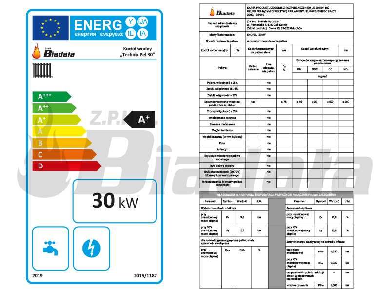 Piec, kocioł C.O. Ekopel 30 kW DUO na PELLET + ekogroszek 5 KLASA