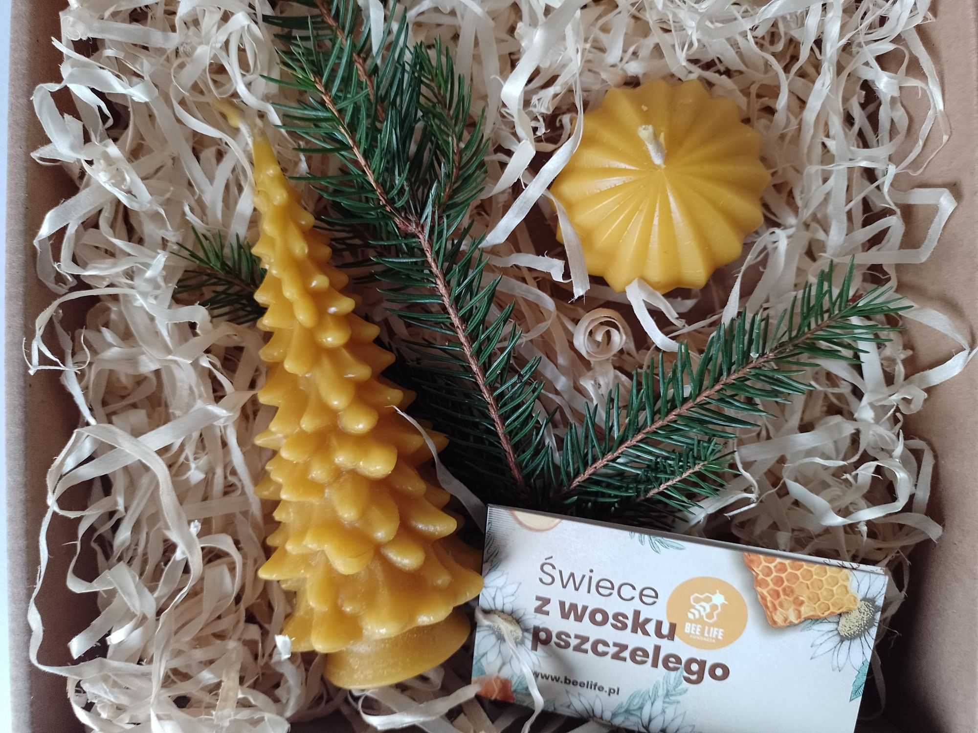 Świece z wosku pszczelego. Świąteczne. Zestaw na prezent.