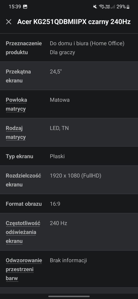 2 monitory 240 Hz 1ms + uchwyt