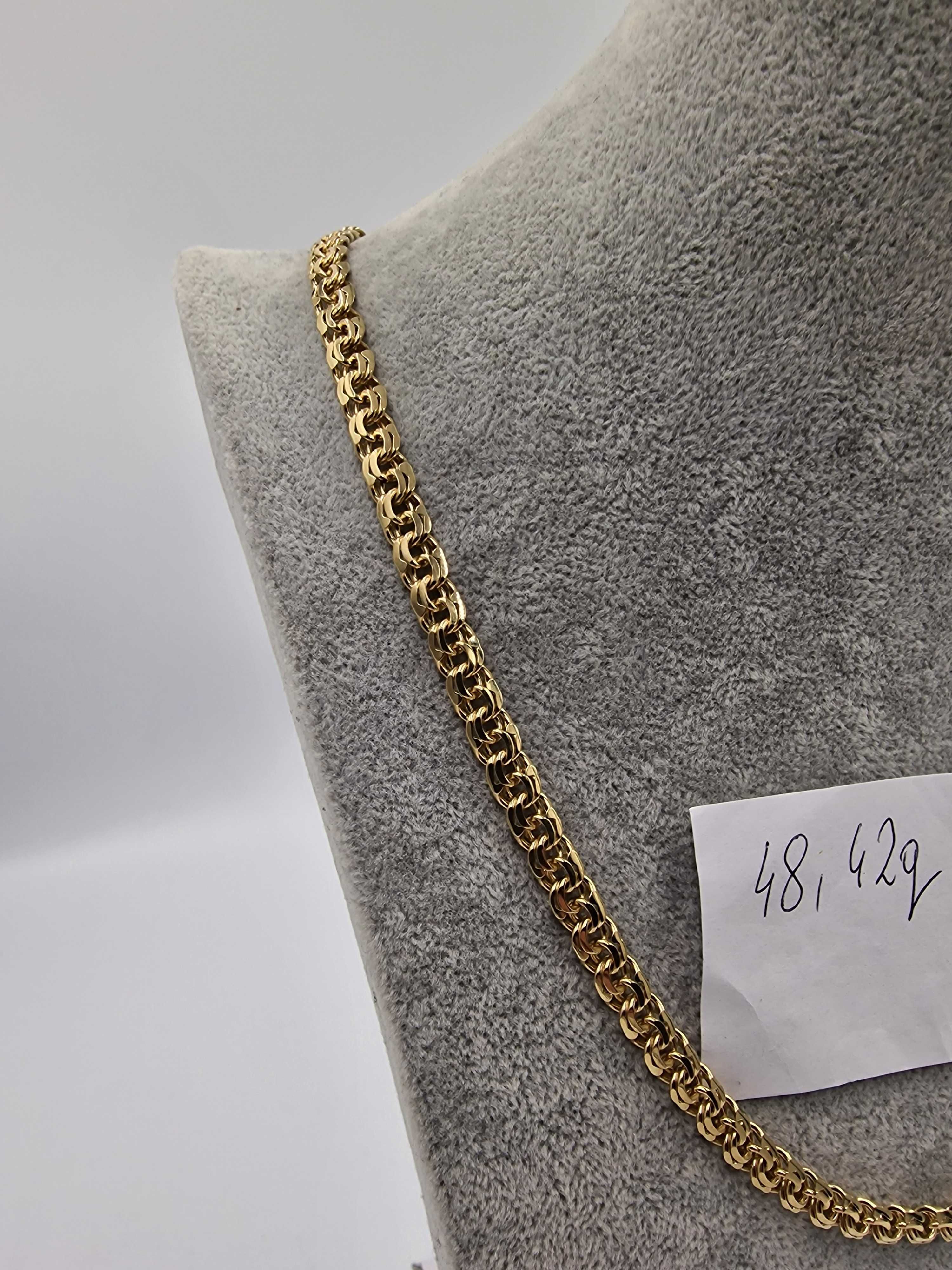 Łańcuszek złoty 60cm / 6,5mm waga 48,42gr Garibaldi-Bismark złoty 585