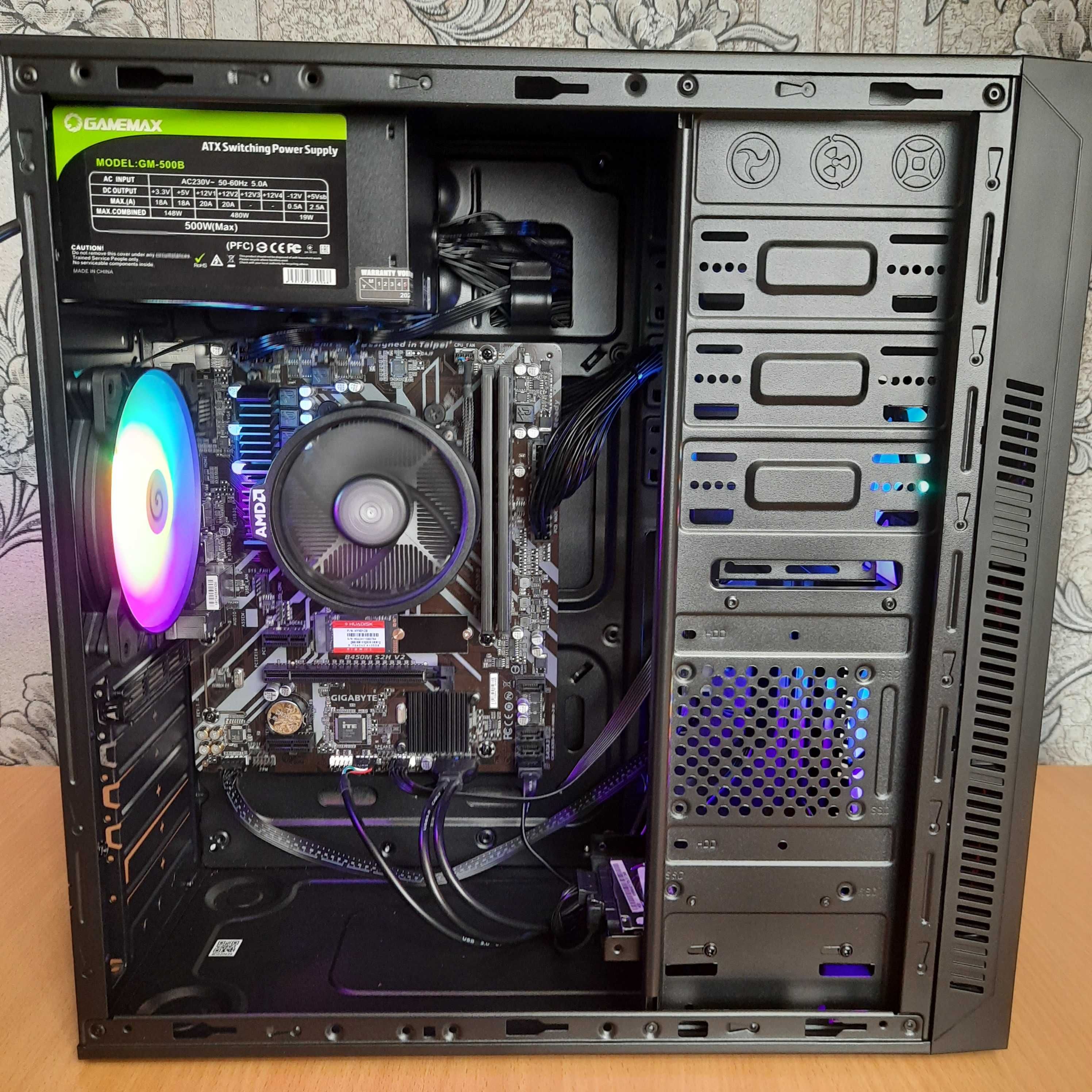 Ігровий комп'ютер ПК Ryzen 5 3400G+vega11+16Gb DDR4+SSD M2 128Gb+500Gb