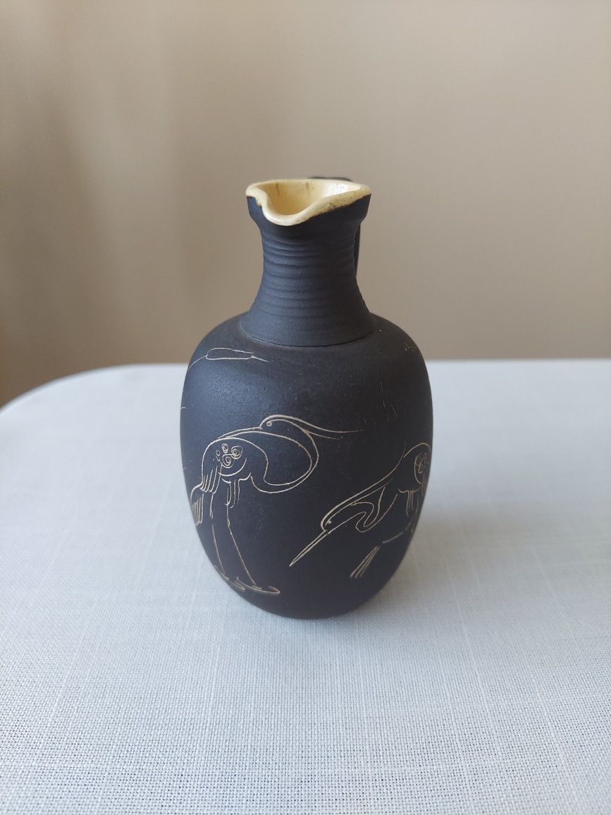 Wazon Ceramiczny Sgraffito - Żurawie- Azja